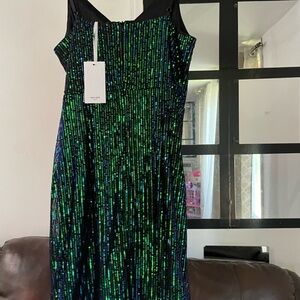 Grace Karin Black and Green Midi Dress
